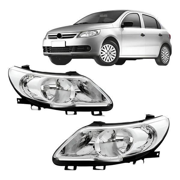 Par Farol Gol G5 2009 2010 2011 2012 Foco Duplo Cromado