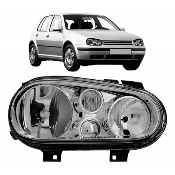Farol Golf 1998 A 2006 Foco Duplo Sem Auxiliar Cromado