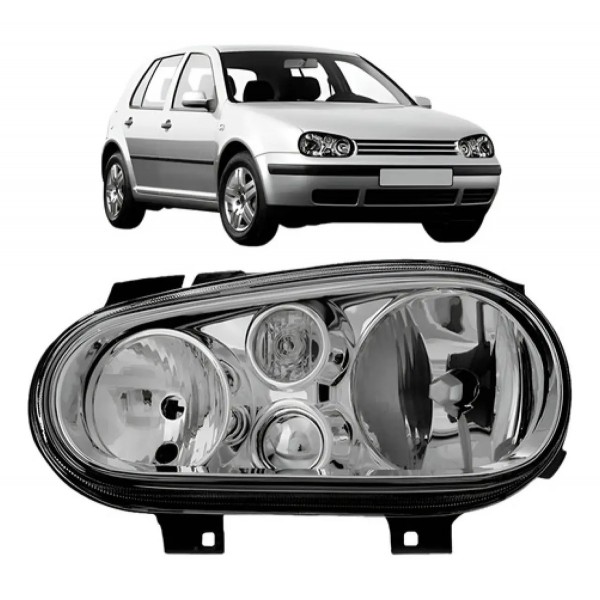 Farol Golf 1998 A 2006 Foco Duplo Sem Auxiliar Cromado