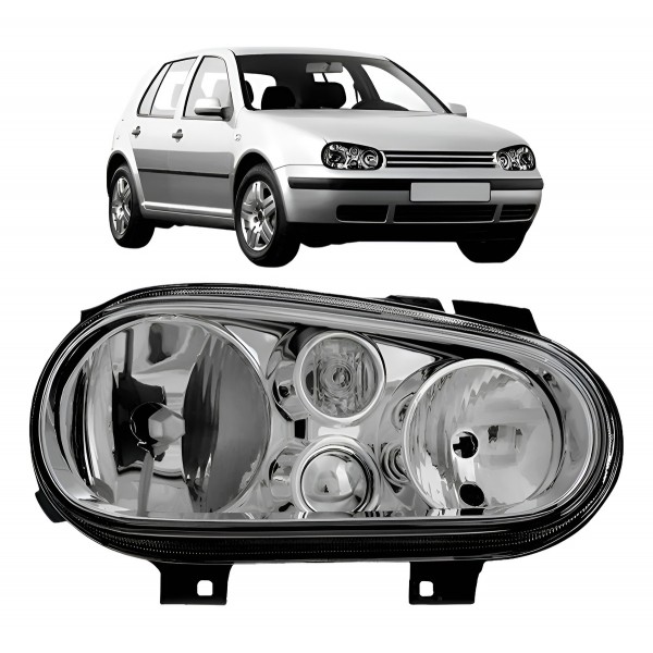 Farol Golf 1998 A 2006 Foco Duplo Sem Auxiliar Cromado