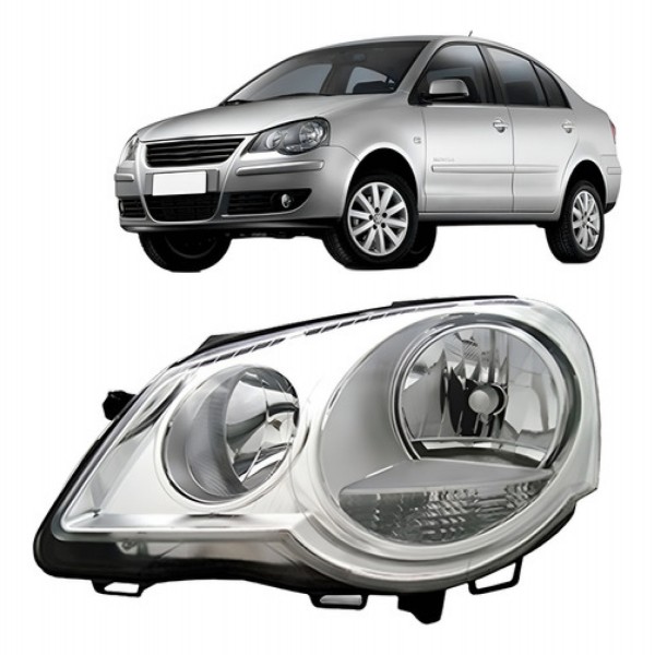 Farol Polo 2007 2008 09 10 11 2012 Elétrico Cromado C/ Moto