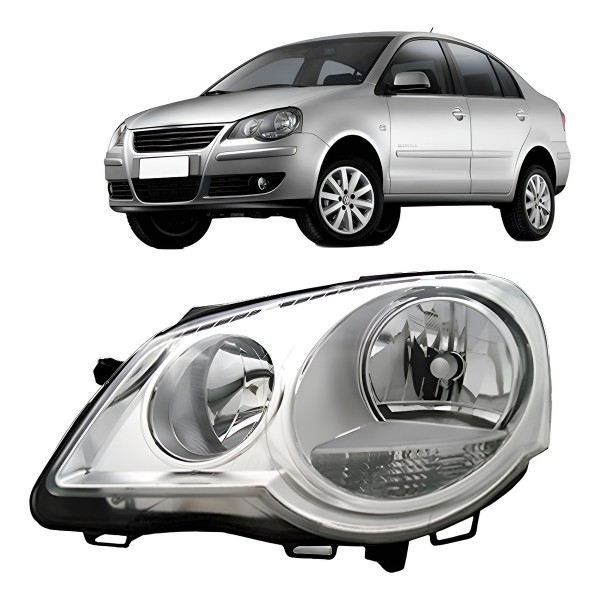 Farol Polo 2007 2008 09 10 11 2012 Elétrico Cromado C/ Moto
