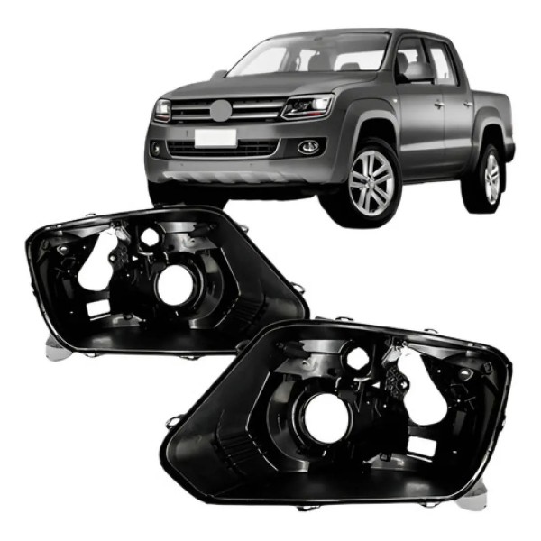 Par Carcaça Farol Dianteiro Vw Amarok 2010 A 2016