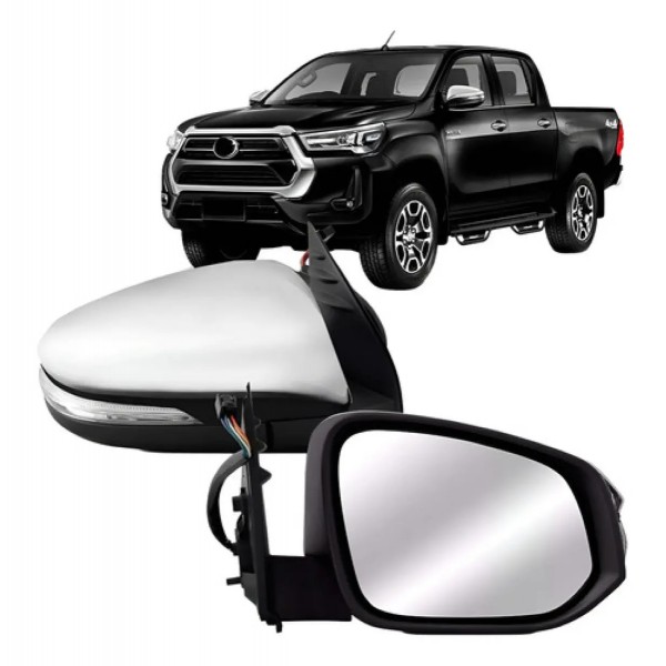 Retrovisor Elet Retratil C/pisca Capa Crom Hilux 2016 A 2021