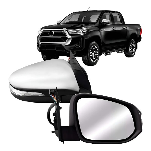 Retrovisor Elet Retratil C/pisca Capa Crom Hilux 2016 A 2021