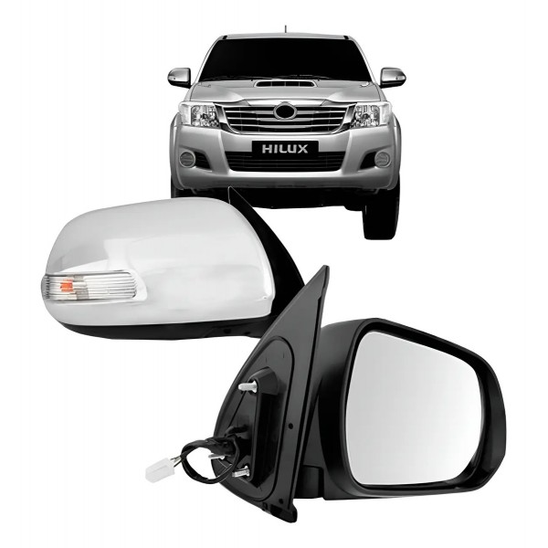 Par Retrovisor Hilux 2011 A 2014 Eletrico Cromado Com Pisca