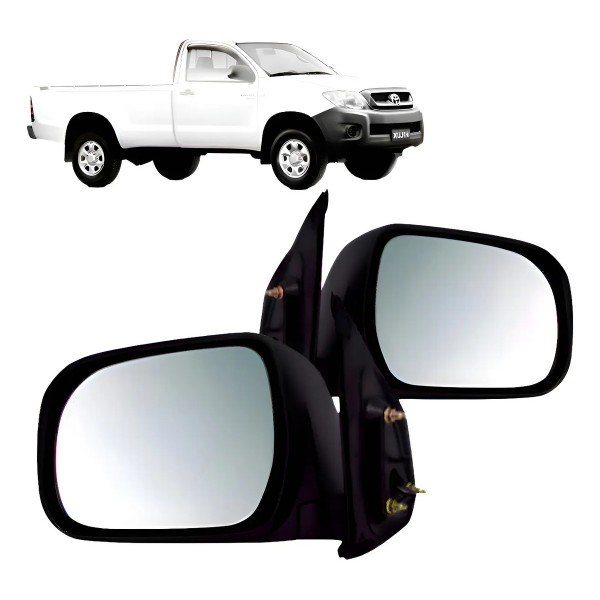 Par Retrovisor Hilux Sw4 Srv 05 06 07 08 09 10 11 Fixo Preto Direito + Esquerdo