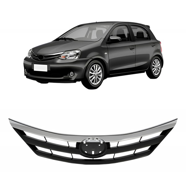 Grade Radiador Etios 2013 A 2016 Preta Com Friso Cromado
