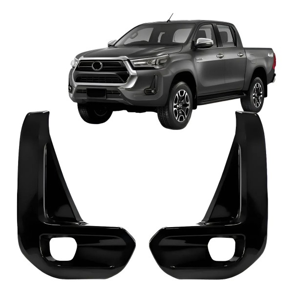 Par Moldura Milha Hilux Cd Sr 2021 A 2023 Black Piano C/furo Preto