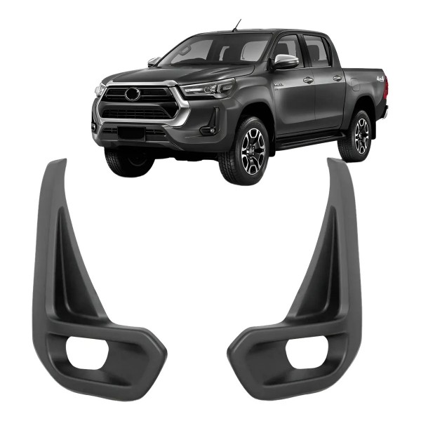 Par Moldura Milha Hilux 2021 A 2023 Preto Texturizado C/furo Preto