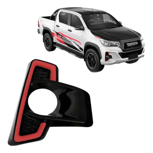 Moldura Milha Hilux Cd Gr-s 2 2018 2019 2020 Friso Vermelho