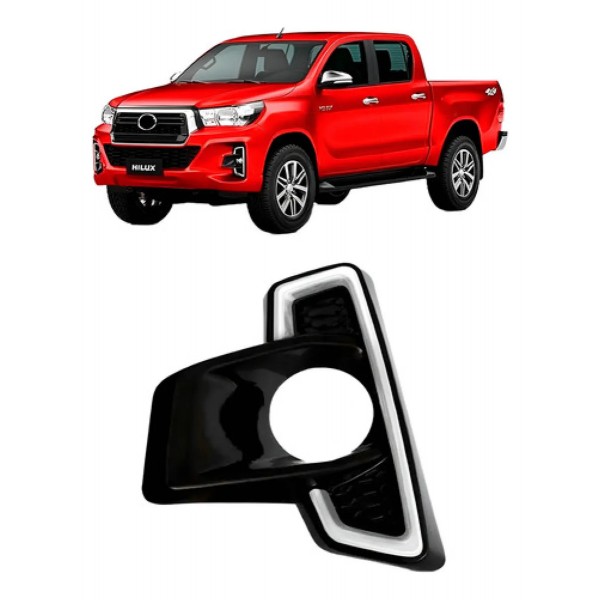 Moldura Milha Hilux Cd Narrow 2018 2019 2020 Black Piano
