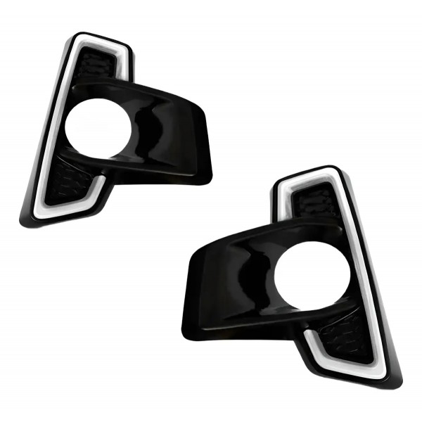 Par Moldura Milha Hilux Cd Srv 2018 2019 2020 Black Piano Preto