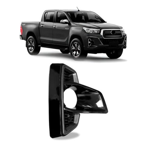 Moldura Milha C/ Furo Hilux Pick-up 2018 A 2020 Black Piano