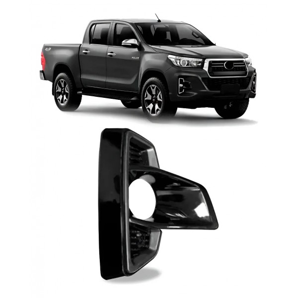 Moldura Milha C/ Furo Hilux Pick-up 2018 A 2020 Black Piano