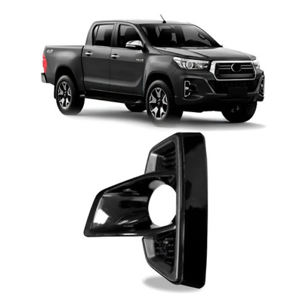 Moldura Milha C/ Furo Hilux Pick-up 2018 A 2020 Black Piano