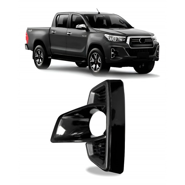 Moldura Milha C/ Furo Hilux Pick-up 2018 A 2020 Black Piano