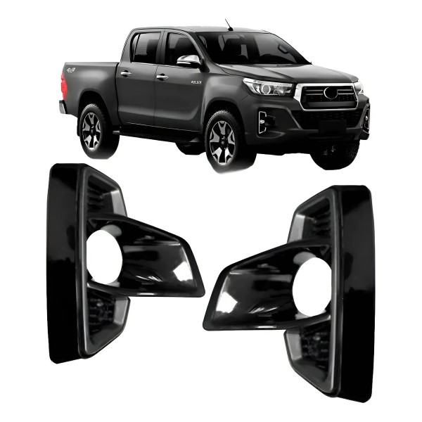 Par Moldura Milha C/ Furo Hilux Pick-up 18 A 20 Black Piano Preto