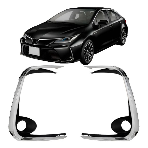 Par Moldura Milha Corolla 2020 A 2021 Cromada Cromado