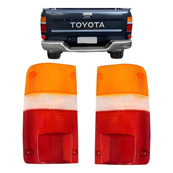 Par Lente Lanterna Traseira Hilux 1992 Até 2001 4x4/4x2. Tricolor