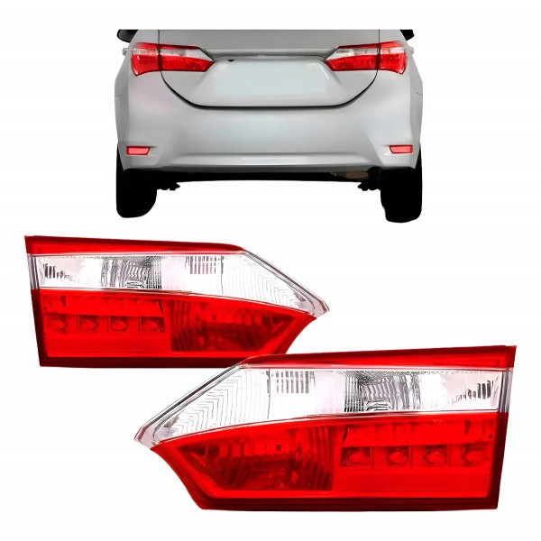 Par Lanterna Traseira Mala Corolla 2014 2015 16 2017 Com Led Ambos Lados Vermelho