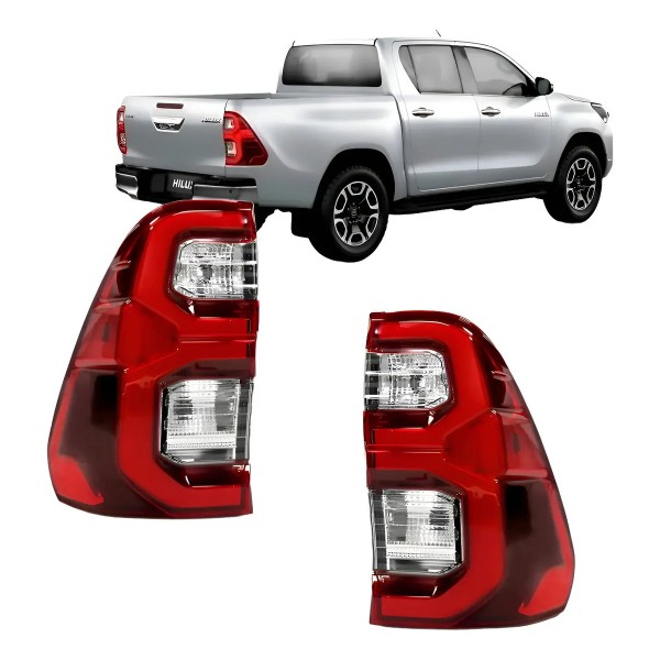 Par Lanterna Traseira Hilux Srv 2021 2022 C/ Led Ambos Lados Vermelho