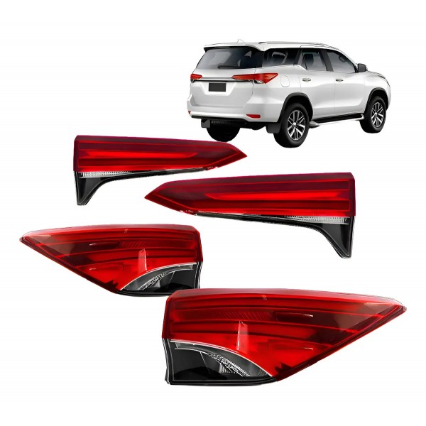 Kit Jogo Lanternas Hilux Sw4 Led 2016 Até 2020 - 04 Peças Vermelho