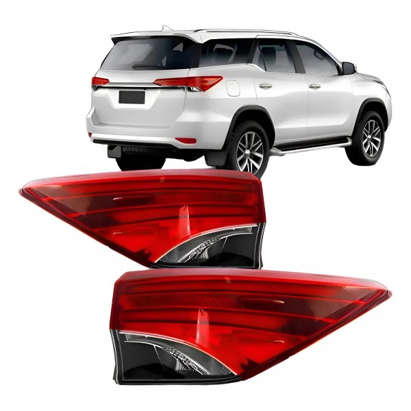 Par Lanterna Traseira Canto Hilux Sw4 2016 A 2020 C/ Led Ambos Lados Vermelho