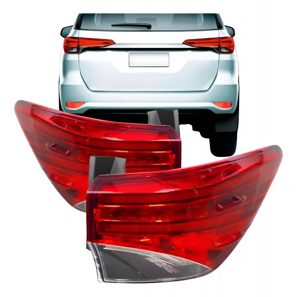 Par Lanterna Traseira Hilux Sw4 2016 17 18 2019 Canto C/ Led Ambos Lados Vermelho