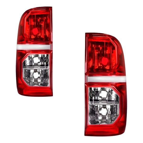 Par Lanterna Traseira Hilux Pick Up 2012 2013 2014 2015 Ambos Lados Vermelho E Cristal