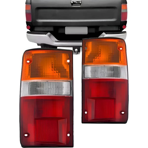 Par Lanterna Traseira Aro Preto Hilux 1992 Até 2001 4x4/4x2 Ambos Lados Bicolor