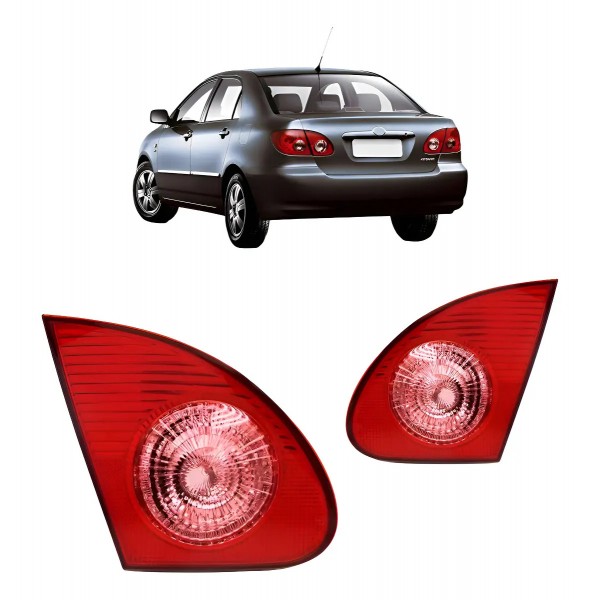 Par Lanterna Traseira Corolla 2003 Até 2007 Mala Re Rosa Ambos Lados Vermelho