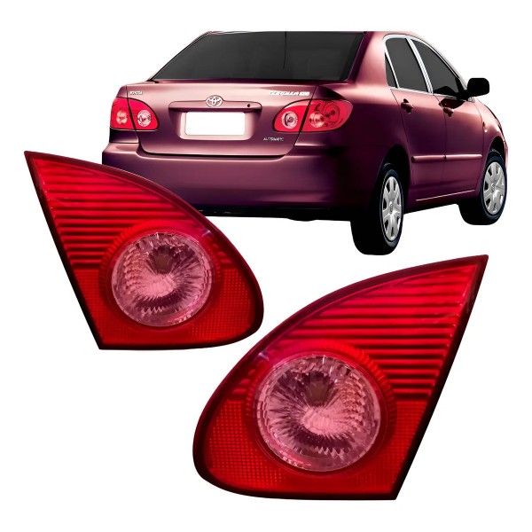 Par Lanterna Traseira Tampa Corolla 2003 04 05 06 2007 Rosa Vermelho