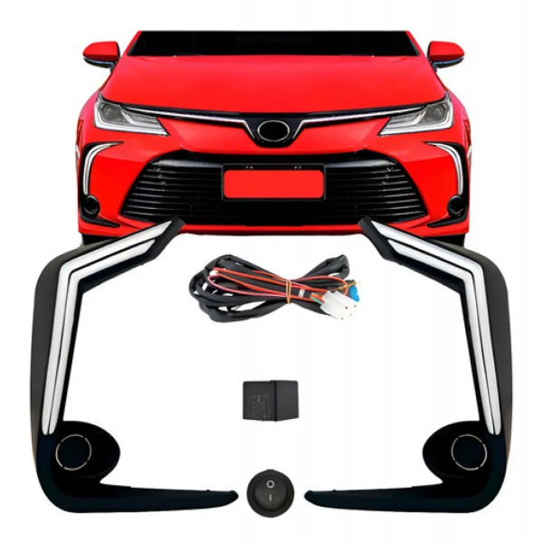 Kit Farol Milha Auxiliar Corolla 2020 2021 Com Led Drl