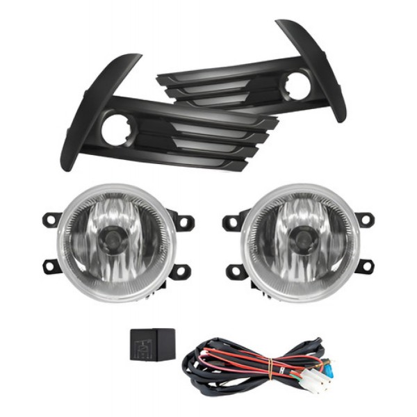 Kit Farol Milha Auxiliar Corolla 2018 2019 C/ Grade Preto