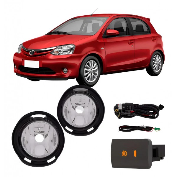 Kit Farol Neblina Milha Etios 2012 À 2015 Sem Moldura Transparente
