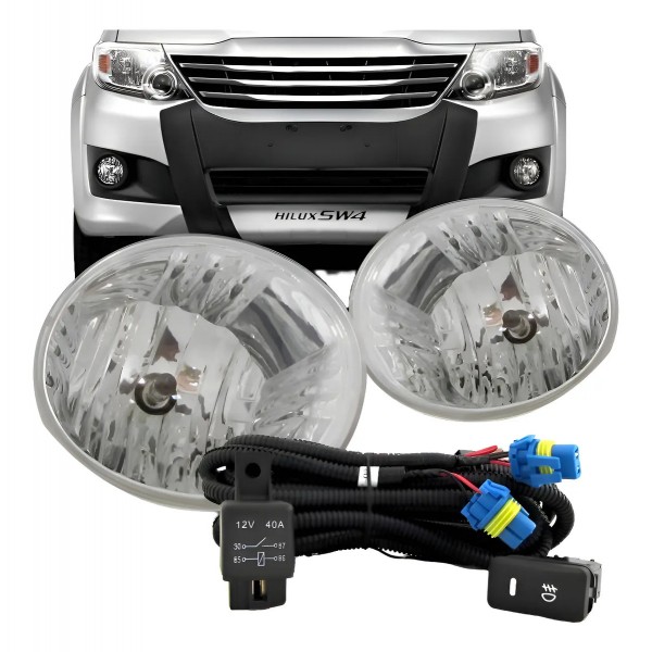 Kit Farol Neblina Milha Hilux Sw4 2012 À 2015 Sem Grade Transparente