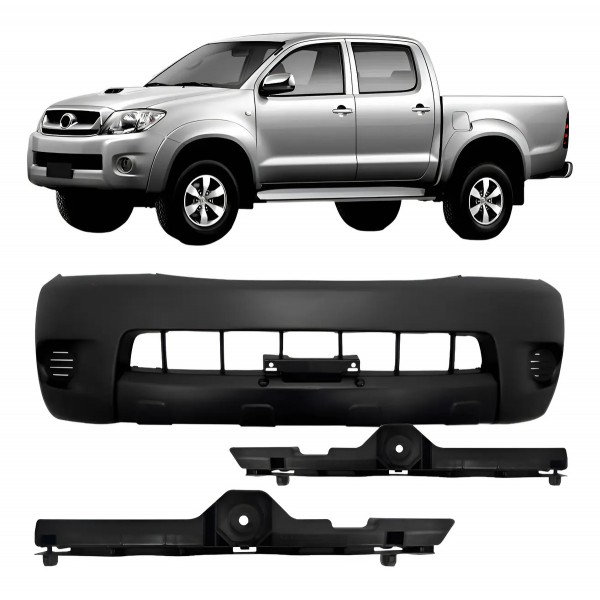 Parachoque Dianteiro Hilux Srv 2005 2006 2007 2008 Com Guias Preto