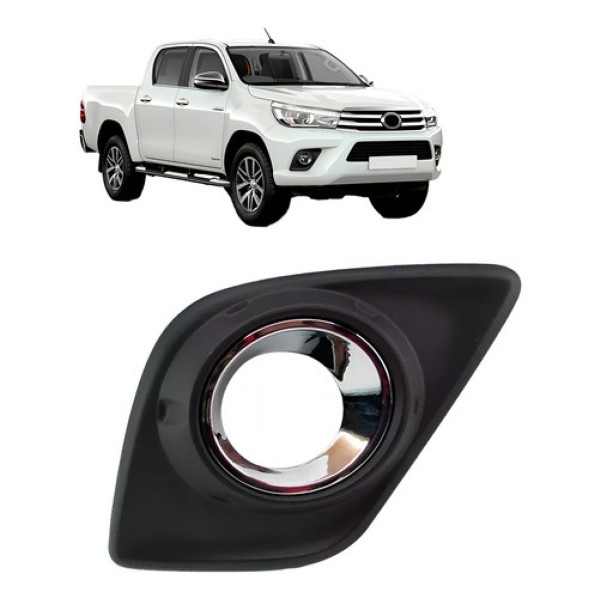 Grade Farol Milha Hilux 2016 2017 2018 Com Furo Cromado