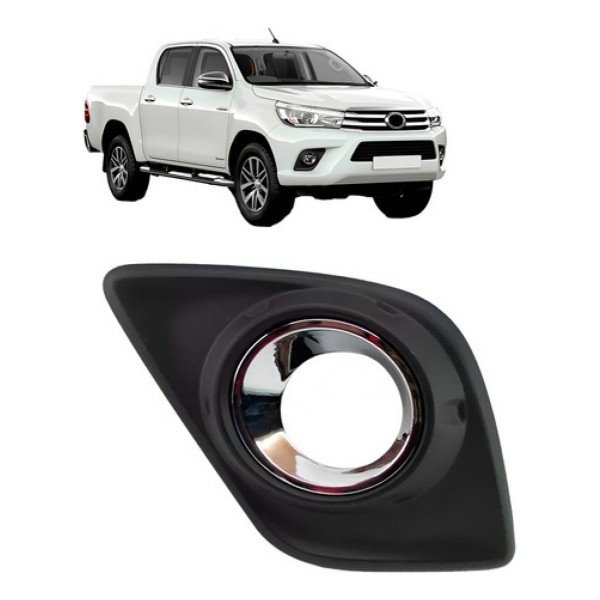 Grade Farol Milha Hilux 2016 2017 2018 Com Furo Cromado
