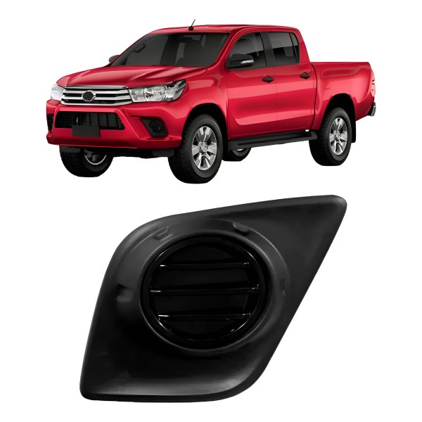 Grade Moldura Milha Hilux 2016 2017 2018 Sem Furo Preta.