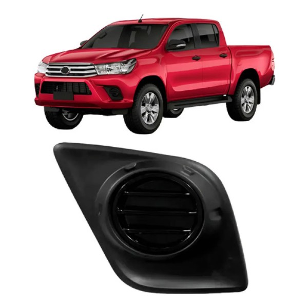 Grade Moldura Milha Hilux 2016 2017 2018 Sem Furo Preta.