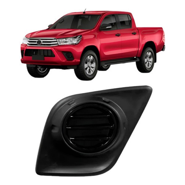 Grade Moldura Milha Hilux 2016 2017 2018 Sem Furo Preta.