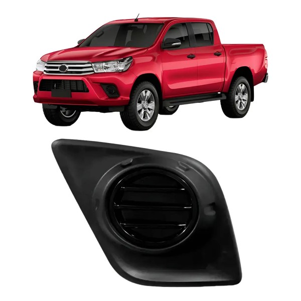 Grade Moldura Milha Hilux 2016 2017 2018 Sem Furo Preta.