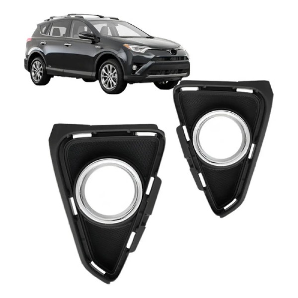 Grade Farol Milha Rav4 2017 2018 Com Furo Aro Cromado