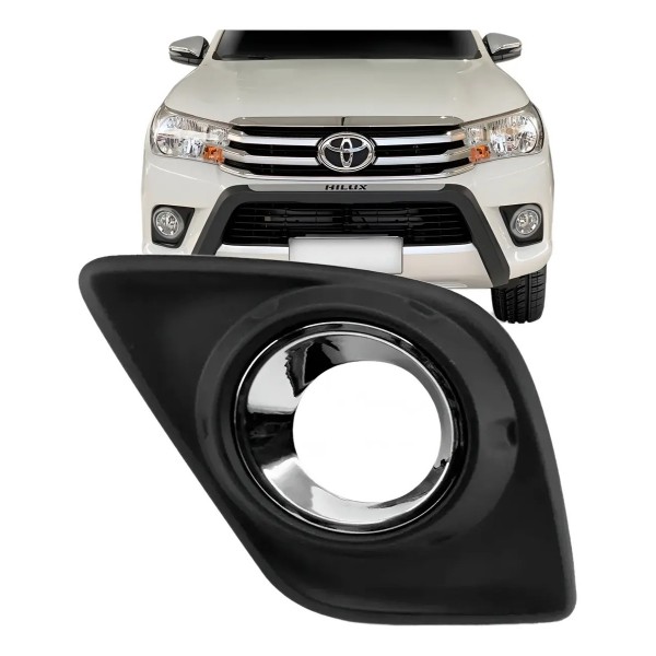 Moldura Milha Hilux Srv 2016 2017 2018 Com Furo Aro Cromado
