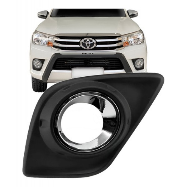 Moldura Milha Hilux Srv 2016 2017 2018 Com Furo Aro Cromado