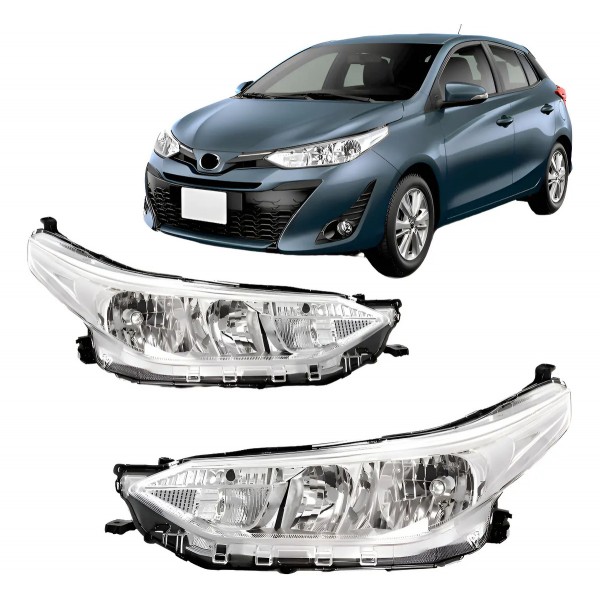 Par Farol Para Toyota Yaris 2018 2019 2020 Cromado Ambos Lados