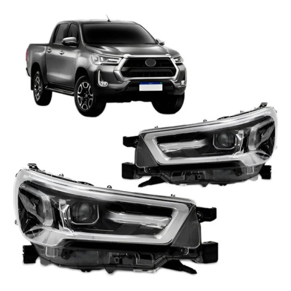Par Farol Hilux Srv 2021 2022 2023 Com Led Cromado