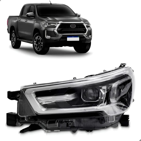 Farol Hilux Srv 2021 2022 2023 Com Led Cromado